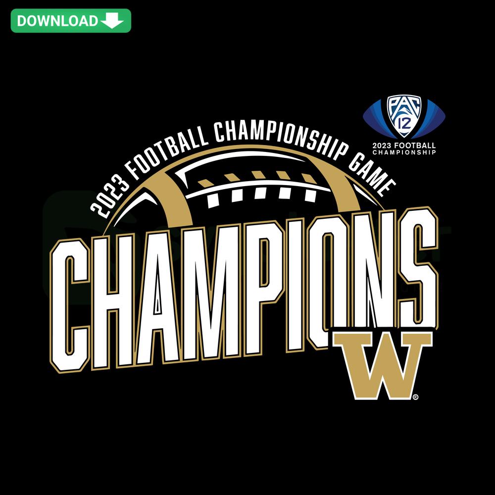 Washington Huskies Football Champions 2023 SVG, elegant gold and purple design, perfect SVG files for wall art decor.