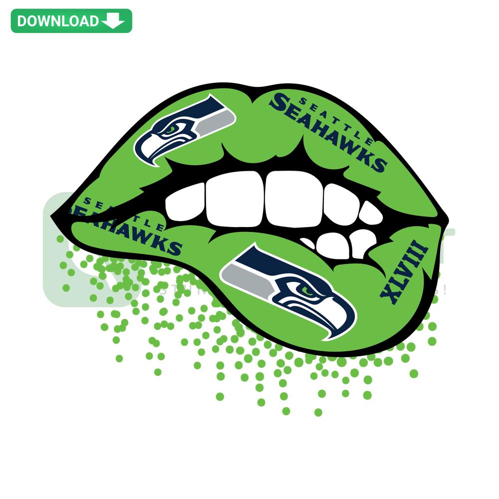 Seattle Seahawks Inspired Lips SVG Design, Vivid Blue & Green Lips, Ideal for Sports-Themed Wall Art, SVG File Download