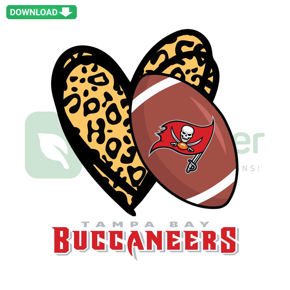 Tampa Bay Buccaneers Leopard Heart SVG with Leopard Print Heart featuring Buccaneers Logo, Digital Printable Asset