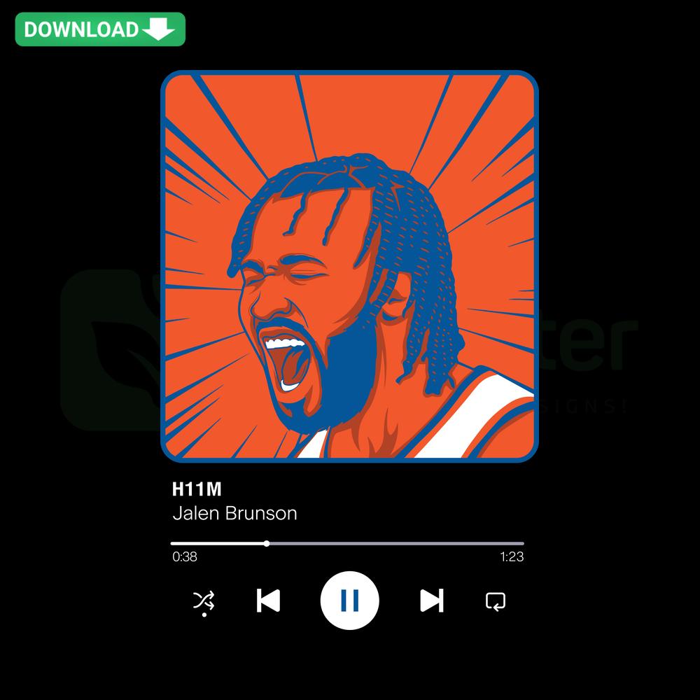 Knicks Jalen Brunson SVG design, bold New York Forever text, vibrant blue & orange colors, instant digital download.