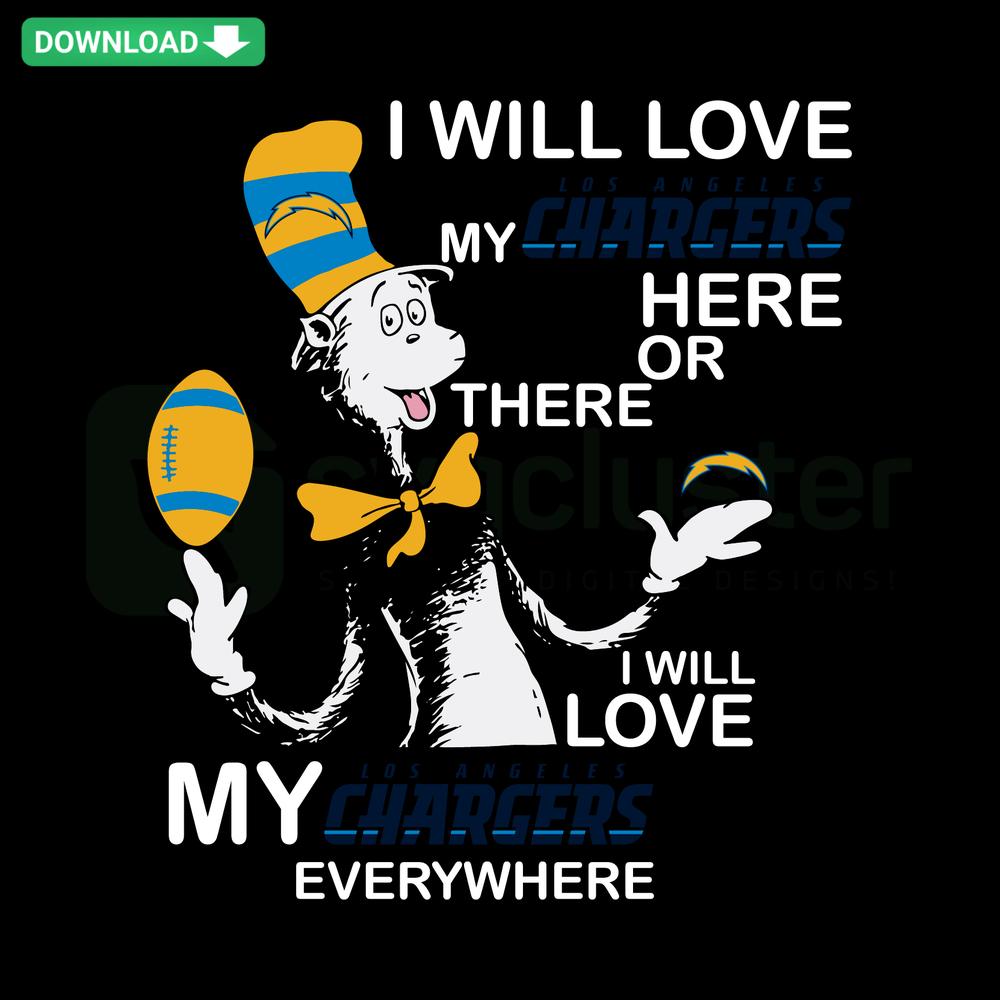Dr Seuss-inspired Los Angeles Chargers SVG, featuring team logo and whimsical style. Instant digital download graphics.