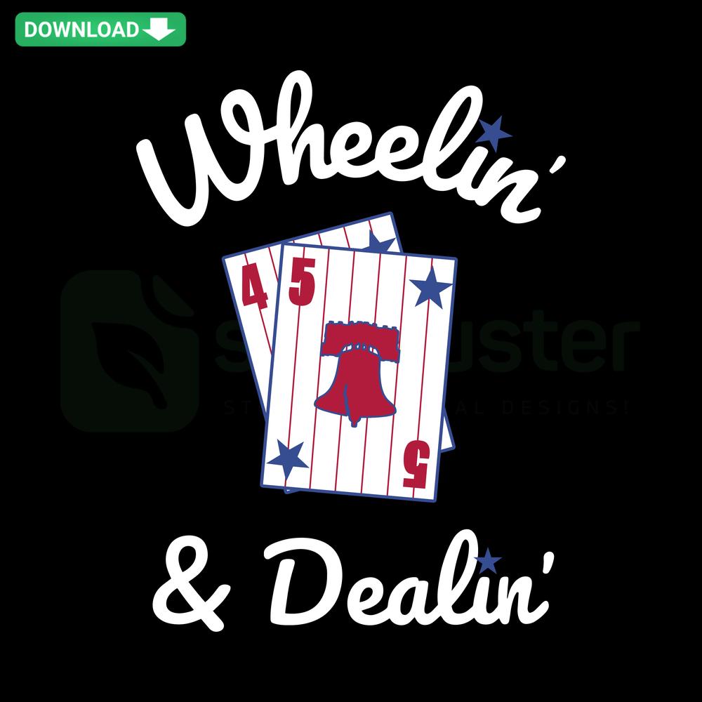 Wheelin And Dealin Baseball Philadelphia Phillies SVG, instant download design featuring Phillies logo and baseball graphics.