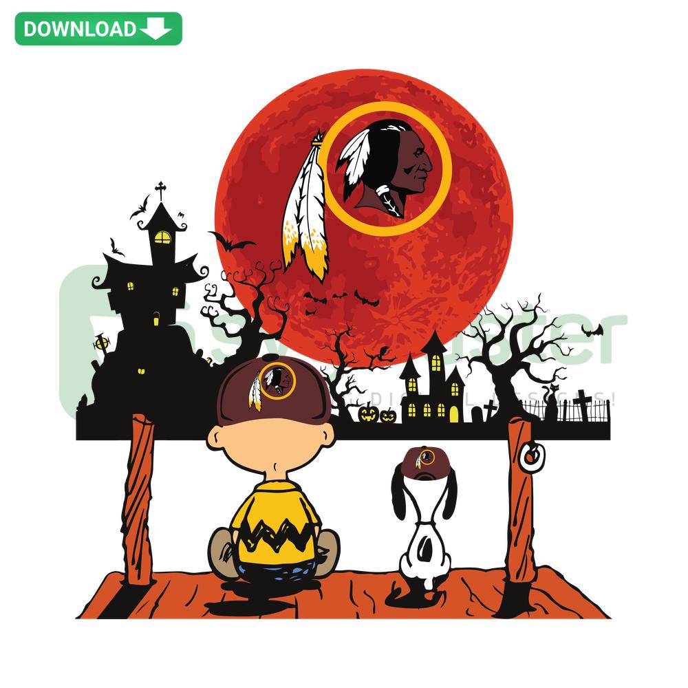 Charlie Brown & Snoopy Watching Washington Football SVG, Unique Cartoon Fan Art Design, Ideal for Sports Enthusiasts