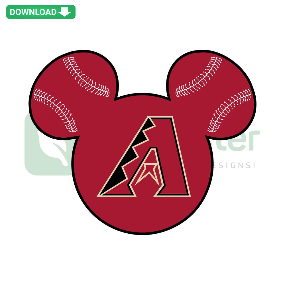 Arizona Diamondbacks Baseball Mickey Mouse Disney SVG Vector: Cute Mickey Mouse wearing team cap, perfect for sports fan designs.
