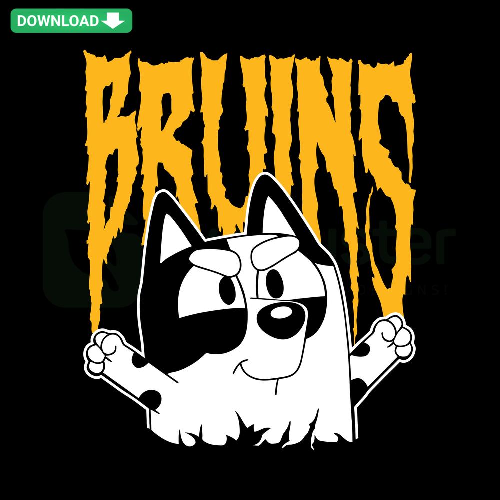 Bluey Muffin Boston Bruins SVG, NHL-themed graphic for instant digital download with Bruins colors and mascot elements.