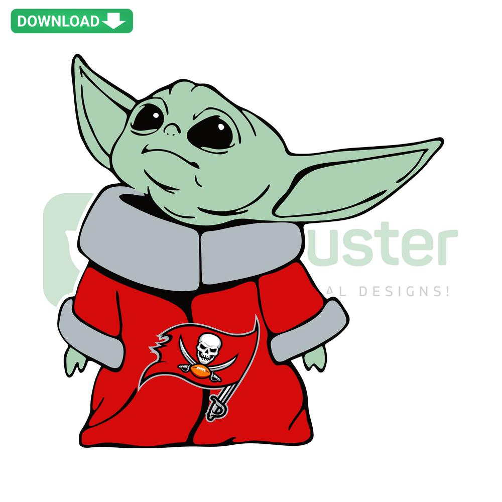 Tampa Bay Buccaneers Baby Yoda SVG design file, NFL-inspired, Instant Download, ideal for Cricut and Silhouette projects.