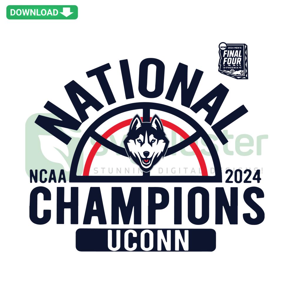 UConn Huskies 2024 NCAA Men's Basketball Champs SVG, Card Templates, Bold Blue Design, Basketball Trophy Graphic