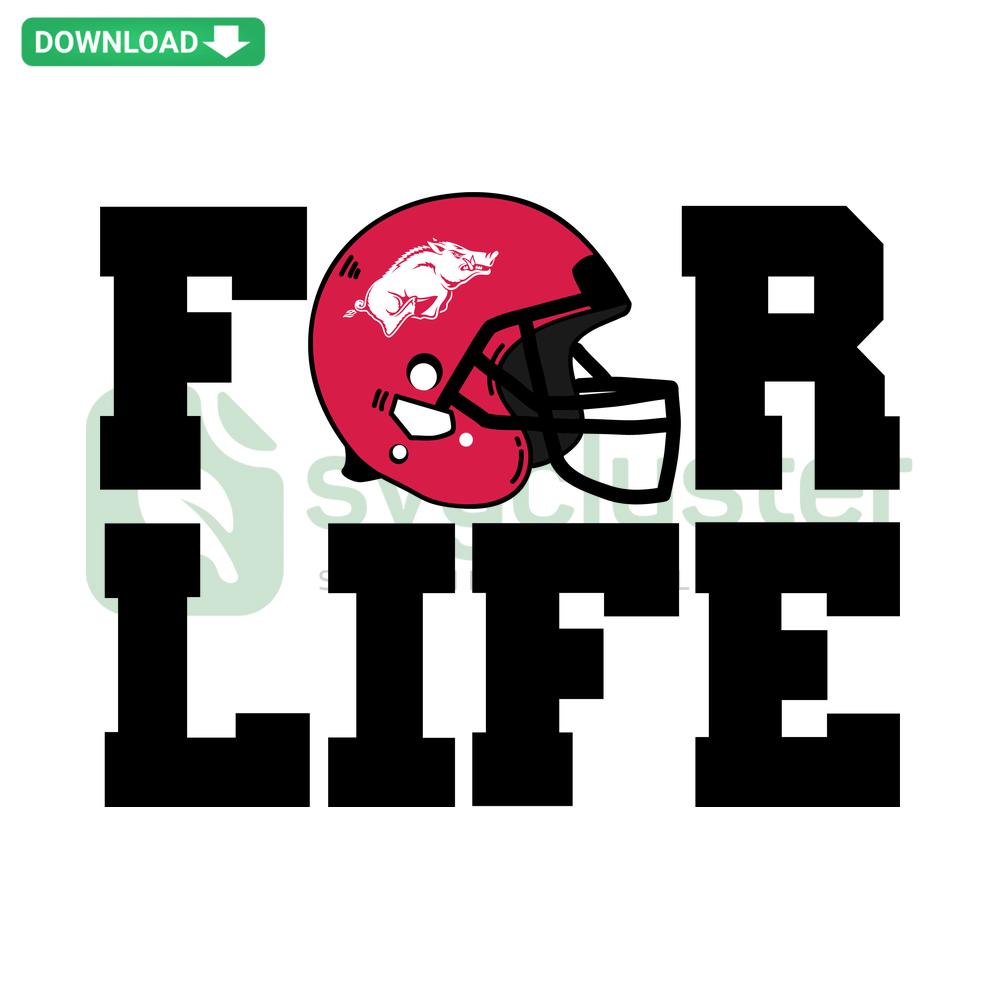 Arkansas Razorbacks Helmet SVG Design for T-Shirts, For Life Football SVG, Razorbacks SVG Files