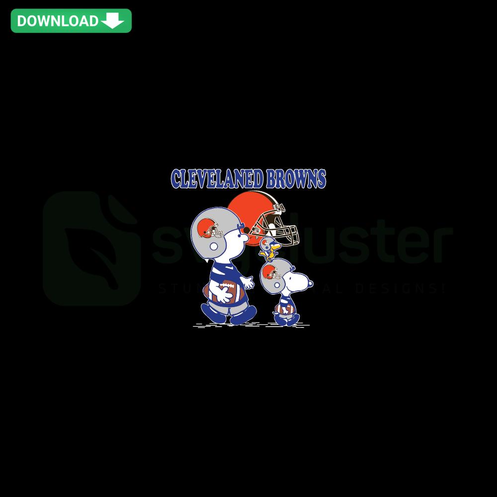 Cleveland Browns Charlie Brown Snoopy SVG, commercial use SVG design featuring Snoopy in Browns gear with Charlie Brown.