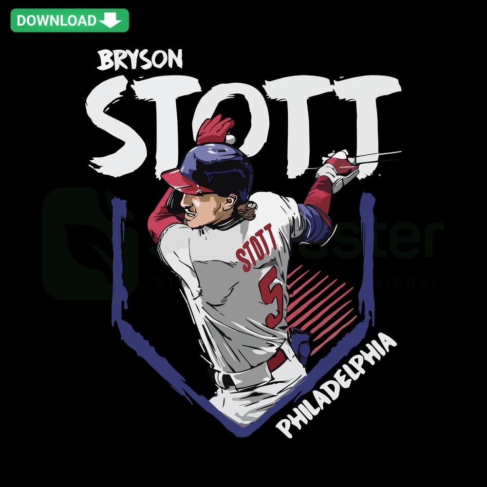 Philadelphia Phillies Bryson Stott Vector SVG Design, Baseball Graphic File, Sport-Themed Digital Art