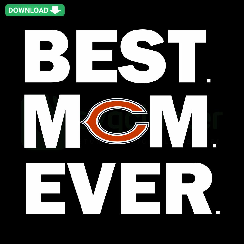Best Mom Ever Chicago Bears SVG Cricut Download: Heart design, football theme, editable SVG for crafts, sports fan gift.