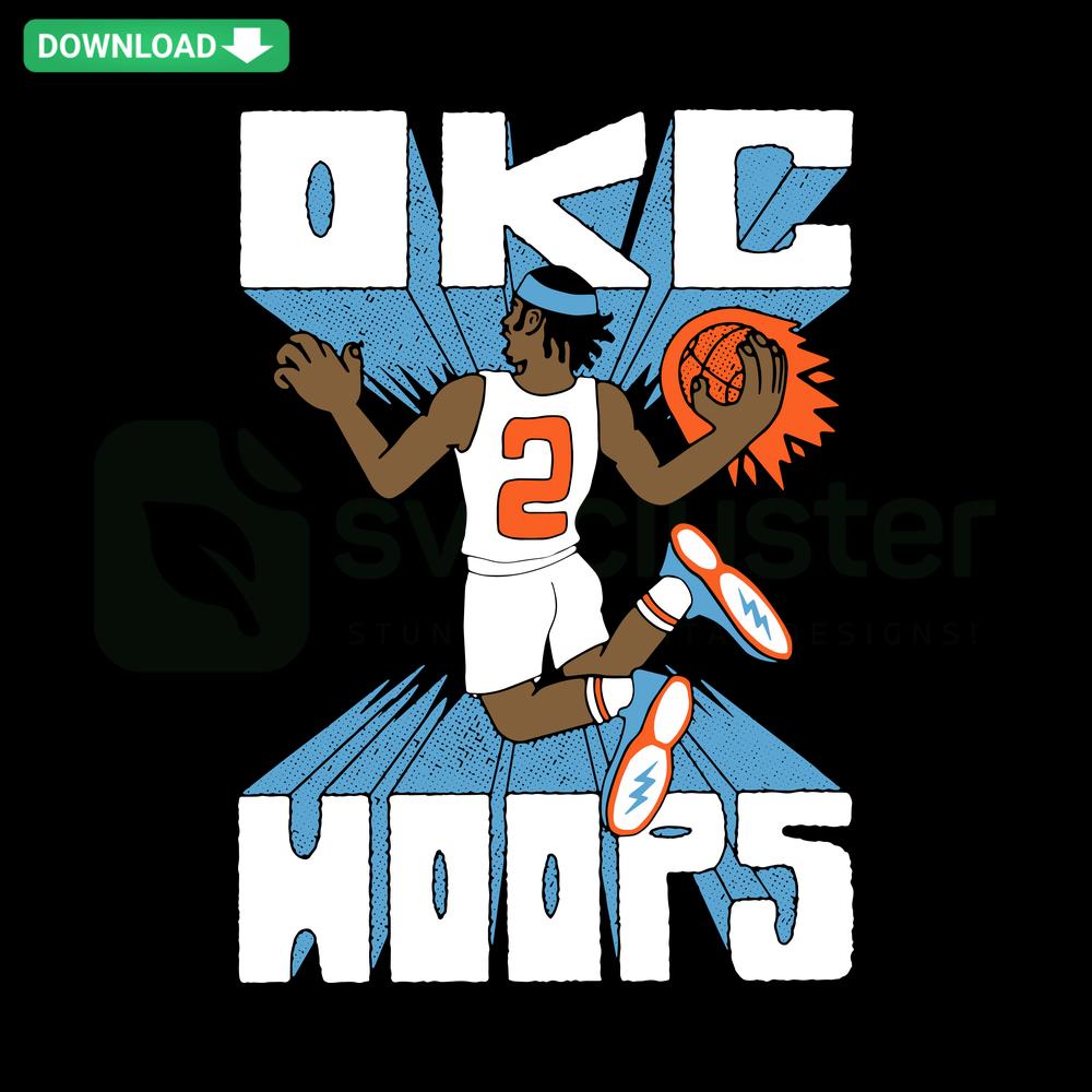 OKC Thunder Hoops Basketball NBA SVG Download, perfect for Cricut projects, featuring team logo and vibrant design elements.