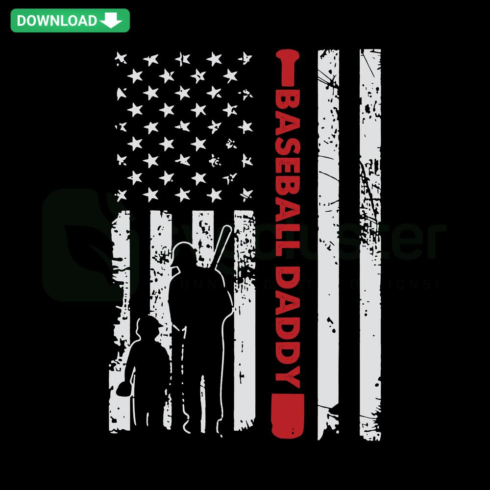 Baseball Daddy Flag SVG mockup on a t-shirt