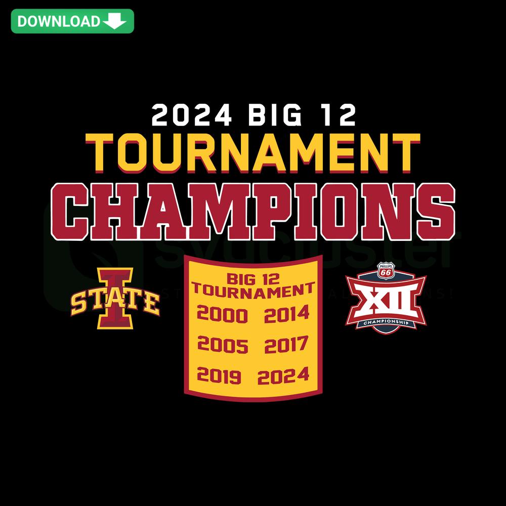 Iowa State Cyclones 2024 Big 12 Champions SVG, Cricut Design featuring bold cyclone symbol and vibrant team colors