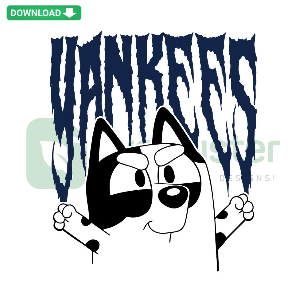 Bluey Muffin New York Yankees MLB SVG: Cute character design in Yankees gear, ideal for digital crafting downloads.