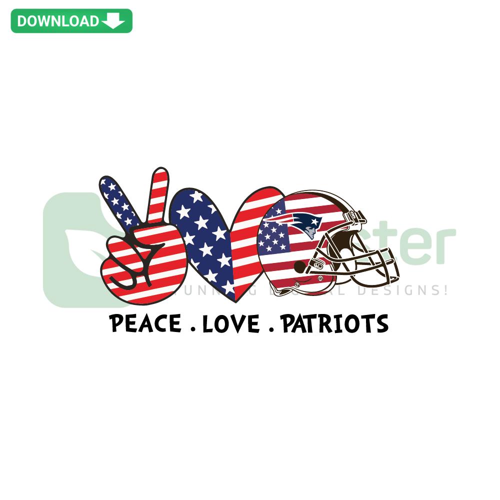 Patriotic Peace Love New England Patriots SVG Design: Stars/Stripes Heart, Peace Sign, Team Logo, Instant Download File