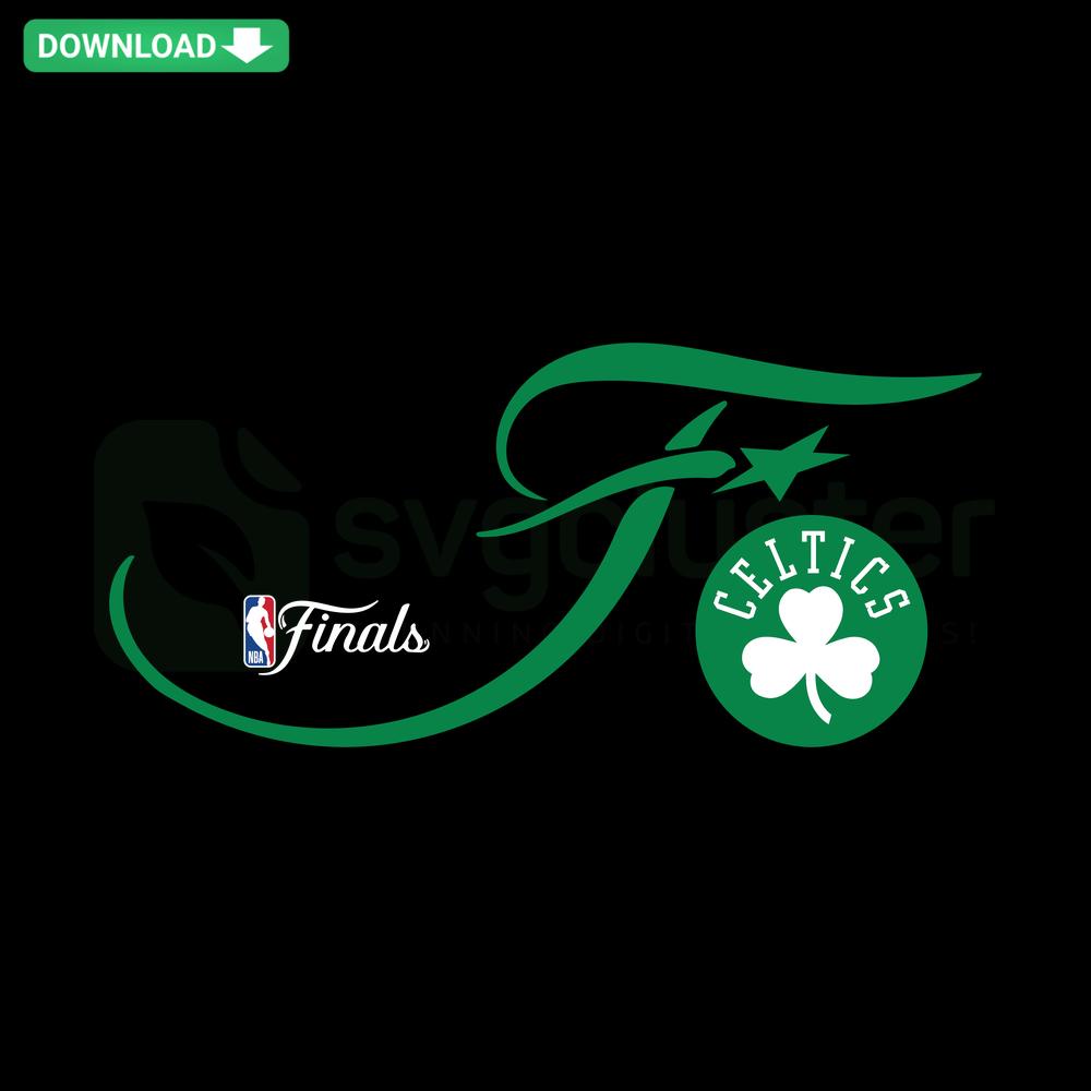 Boston Celtics Finals NBA Basketball 2024 SVG, vibrant green logo with clover, ideal for card templates, sports-themed designs.