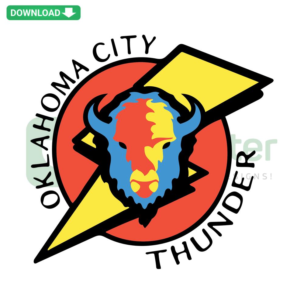 Vintage Oklahoma City Thunder SVG, retro-style basketball logo, instant download for Cricut, perfect for DIY sports crafts.
