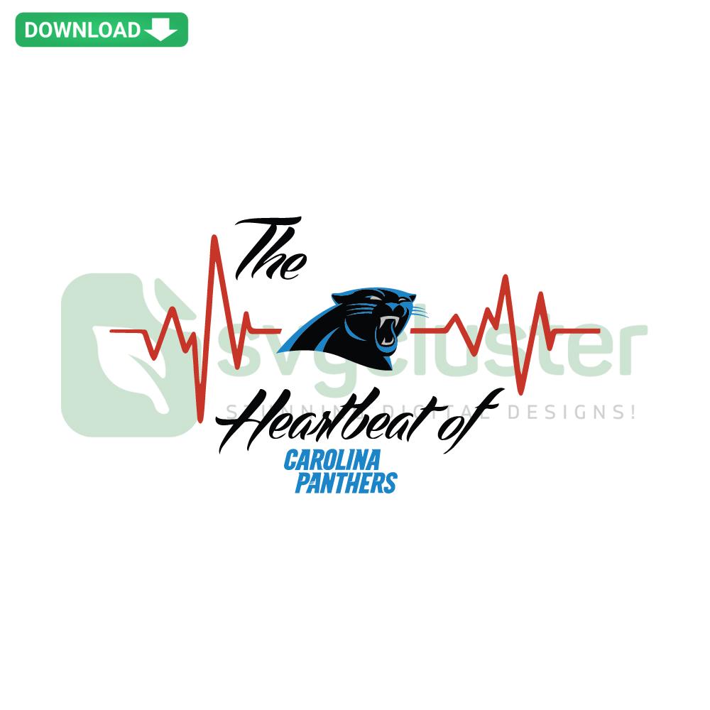 Carolina Heartbeat Of Panthers SVG design; vibrant Carolina Panthers logo heart rate motif, perfect for DIY crafts & apparel.