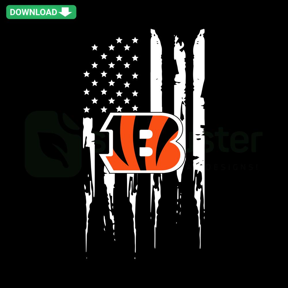Cincinnati Bengals Flag SVG Cricut Download; bold orange/black stripes, team logo, ideal for crafts, DIY projects, football fans.