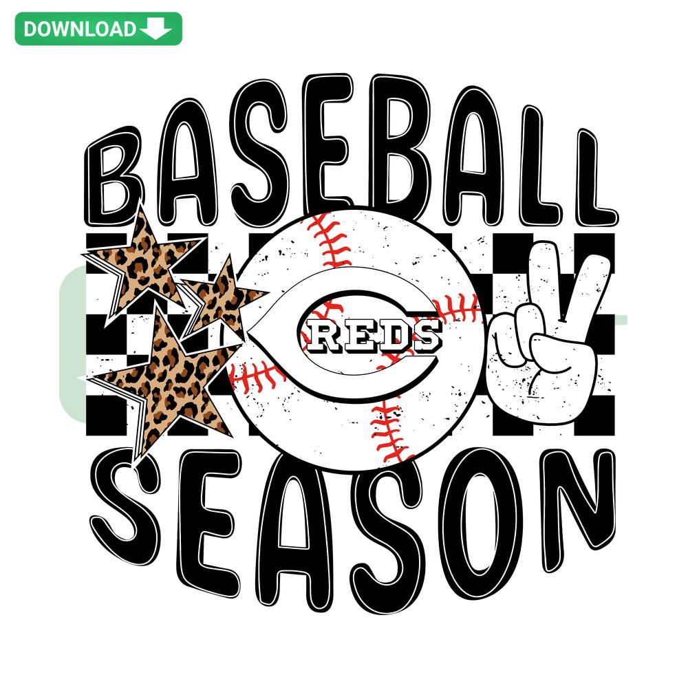 Cincinnati Reds Baseball Season SVG Design for Scrapbooking: Digital Download featuring team logo and baseball-themed graphics.