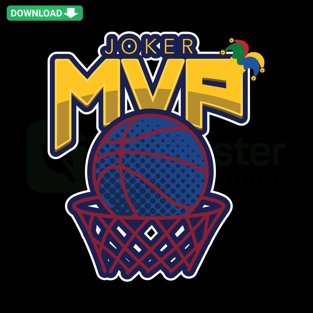 Joker MVP Denver Nuggets SVG, digital download for wall art; features artistic basketball design ideal for sports fans.