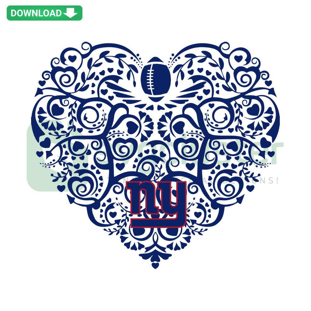 New York Giants Football Heart SVG Design, Premium Digital Download, Sports-Themed Clipart, Ideal for DIY Crafts & Apparel