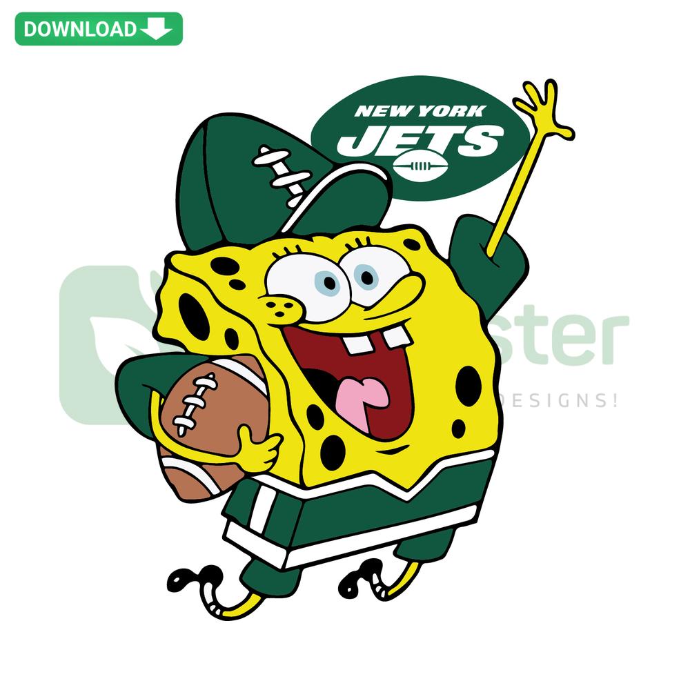 Spongebob NFL SVG: New York Jets theme, editable for Cricut projects, vibrant design, perfect for sports fans crafting.