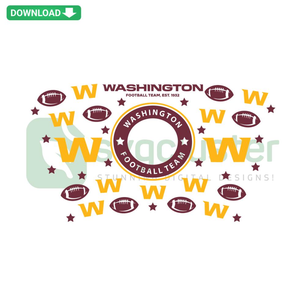 Washington Football Starbucks Wrap SVG - seamless vector design with team logo, coffee cup wrap pattern, ideal for sports fans.