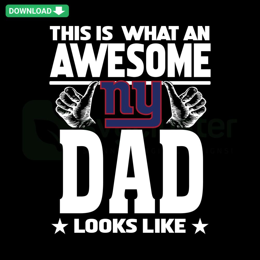 Awesome New York Giants Dad SVG: High-Quality, Blue and Red Text Design, Ideal for Father's Day, Sports Enthusiast Gifts.