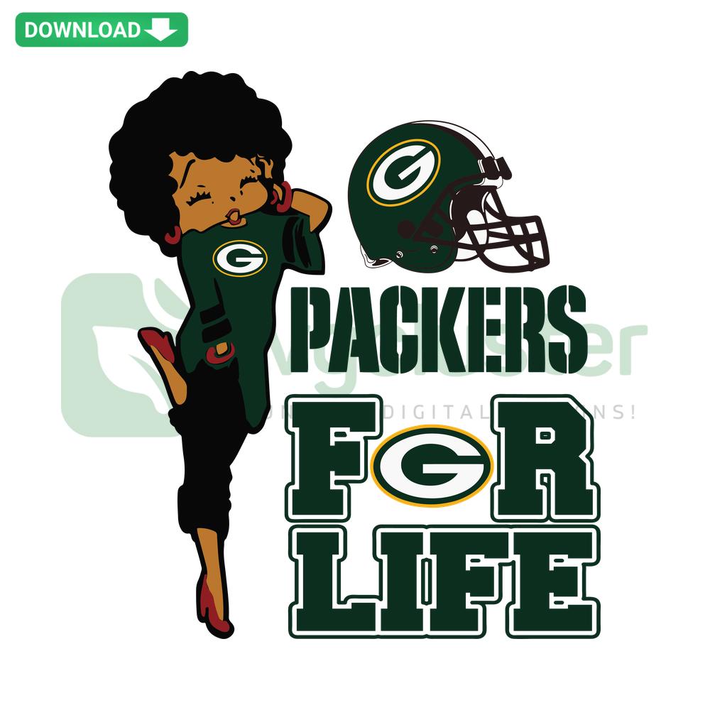 Green Bay Packers For Life SVG, digital vector design with team logo and colors, NFL merchandise download, sports fan graphic art.