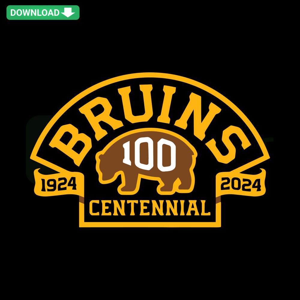 Boston Bruins Hockey 100th Season 2024 SVG Design, Premium SVG for Designers - Bold Team Logo and Celebratory Elements