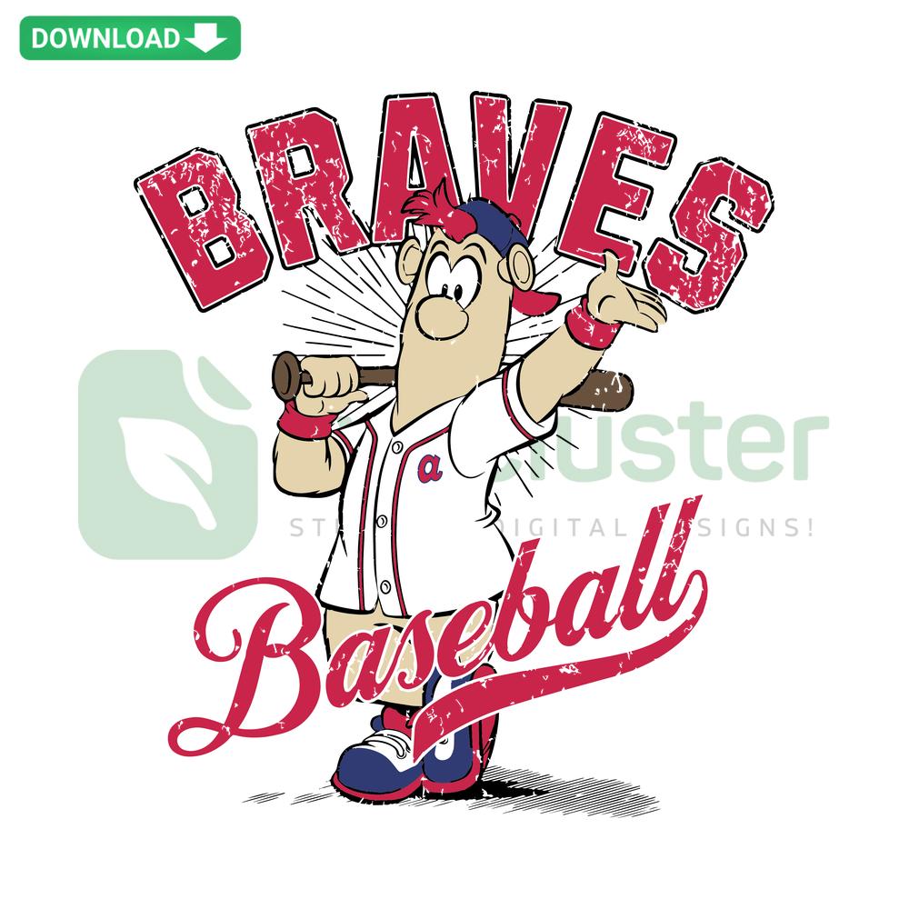 Blooper Braves Baseball Mascot SVG, MLB Digital Download, Commercial Use, Cute Cartoon Character, Atlanta Braves, Playful Design