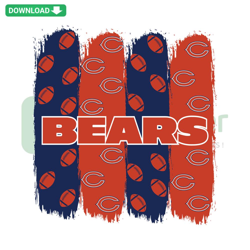 Chicago Bears Football Pattern SVG, features navy and orange footballs and helmets, perfect for sports-themed digital projects.