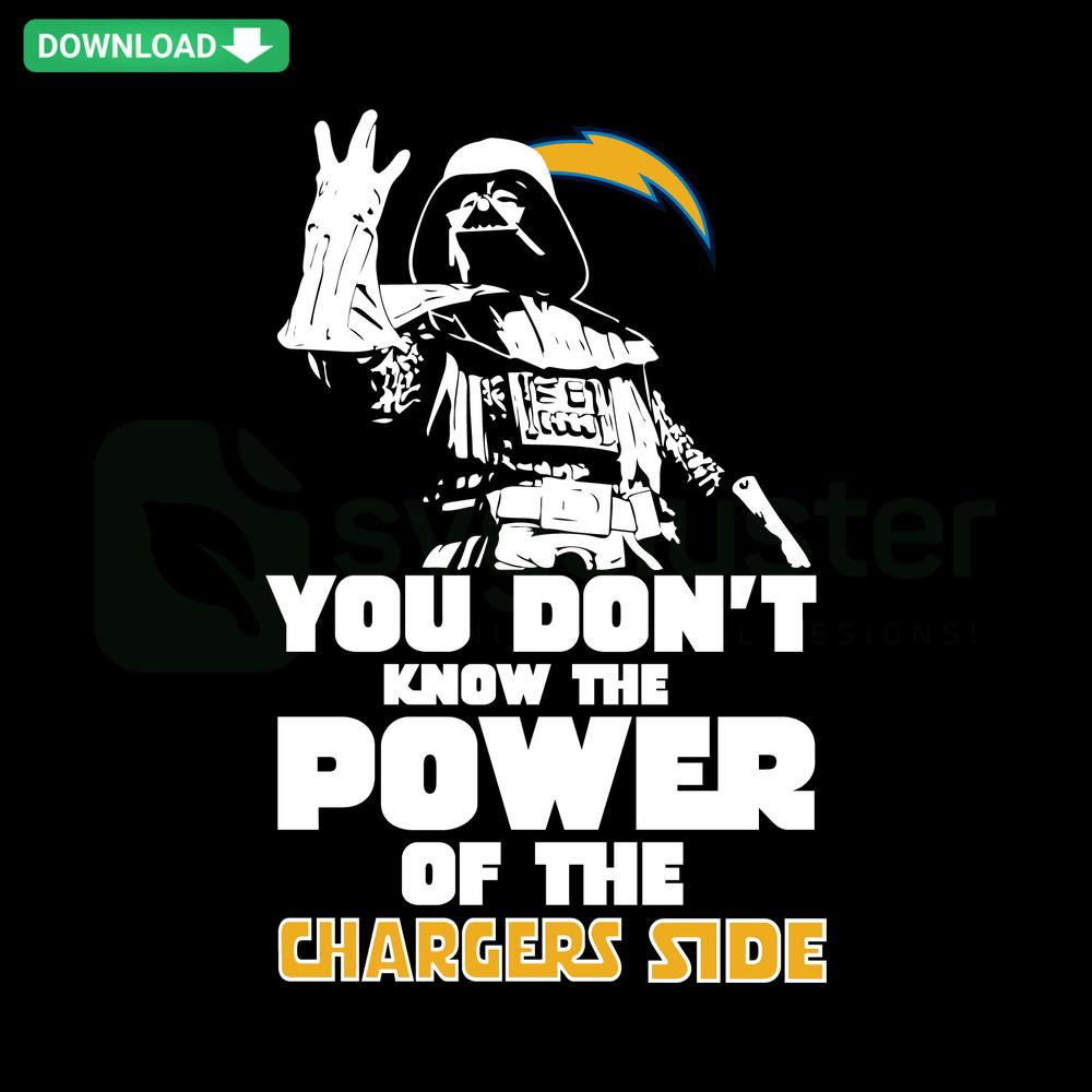 Chargers-themed SVG for Cricut featuring bold lettering: You Don't Know The Power Of The Chargers Side with electrifying design.