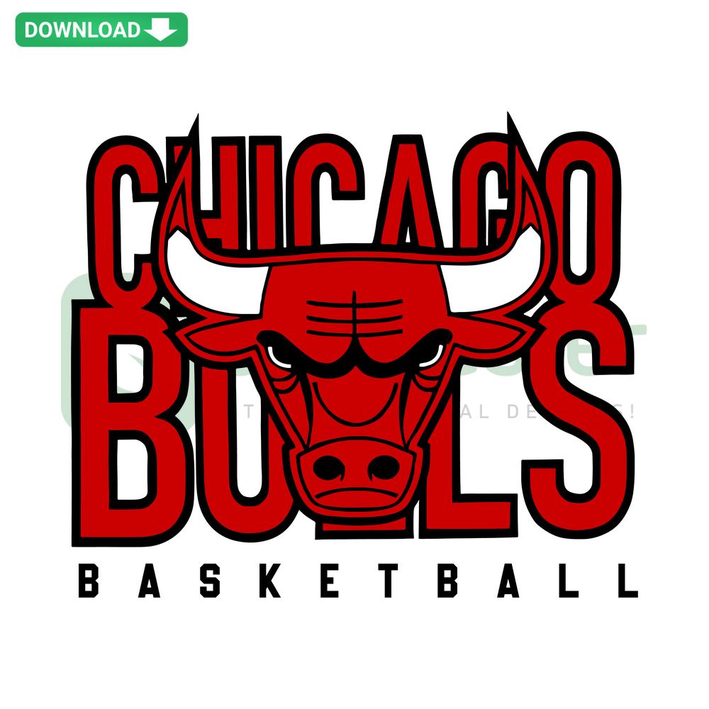 Chicago Bulls NBA SVG Digital Download, Vector Graphics featuring iconic bull logo, perfect for sports decals and merch designs.