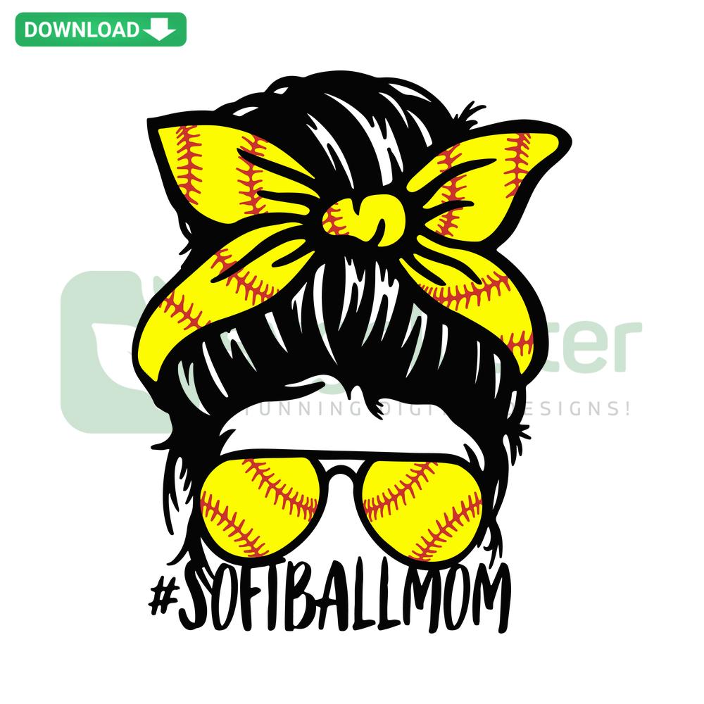 Messy Bun Softball Mom SVG applied on a t-shirt