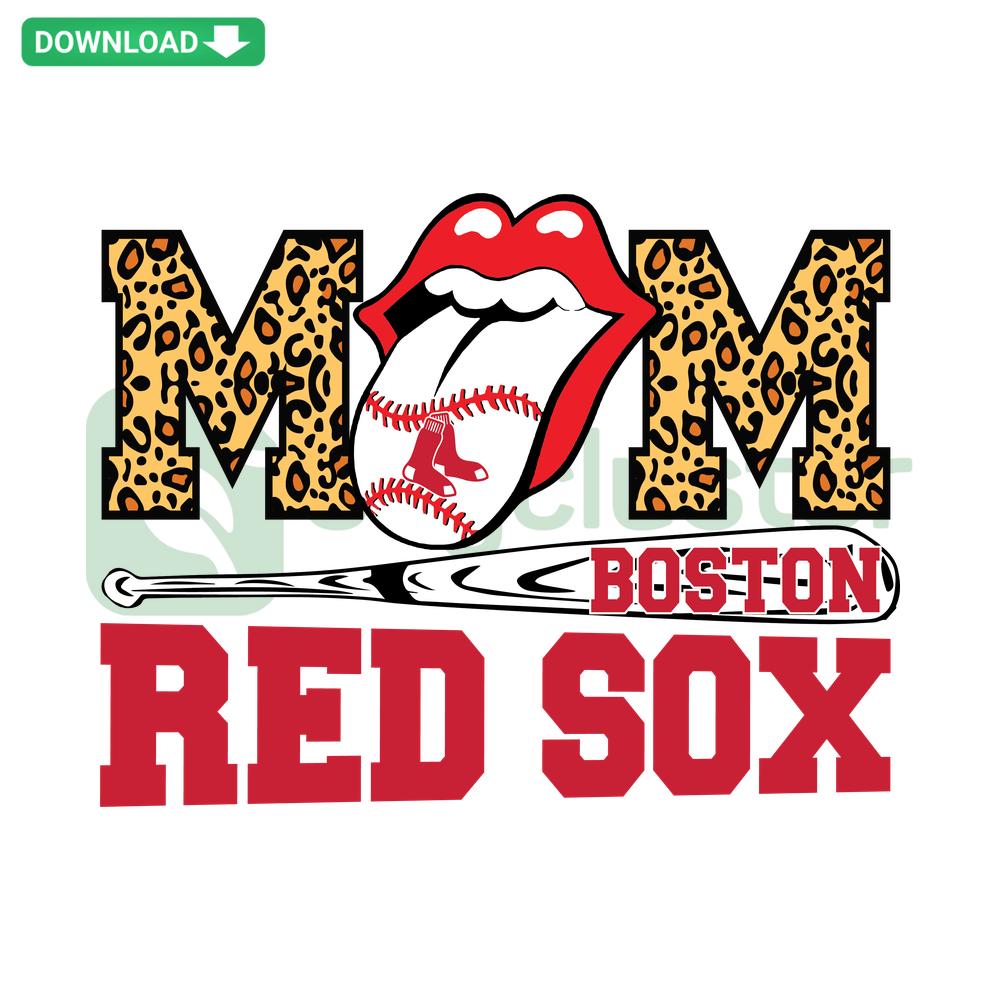 Boston Red Sox Mom SVG Digital Design, perfect for crafting projects, featuring team logo and Mom text in red and navy colors.