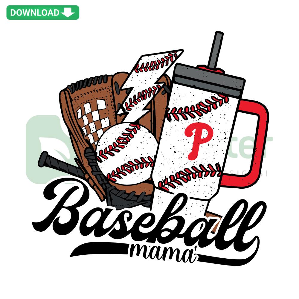 Philadelphia Phillies Baseball Mama SVG with Lightning Bolt, Cricut Ready, Perfect for Baseball Crafts and Designs
