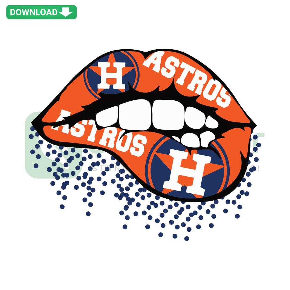 Houston Astros Lips SVG Digital Download - Vibrant orange lips with Houston Astros logo for crafting and design.