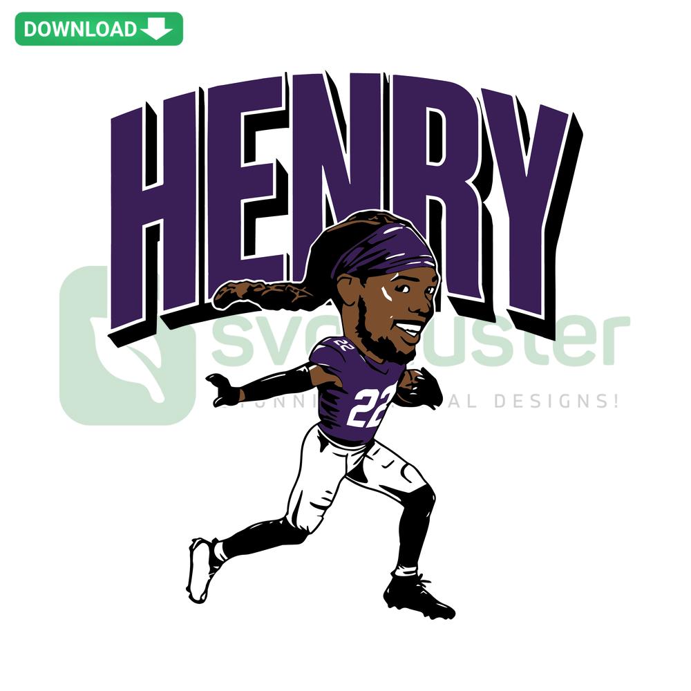 Derrick Henry Baltimore Caricature Football SVG Design featuring Derrick Henry in Baltimore colors for design projects.