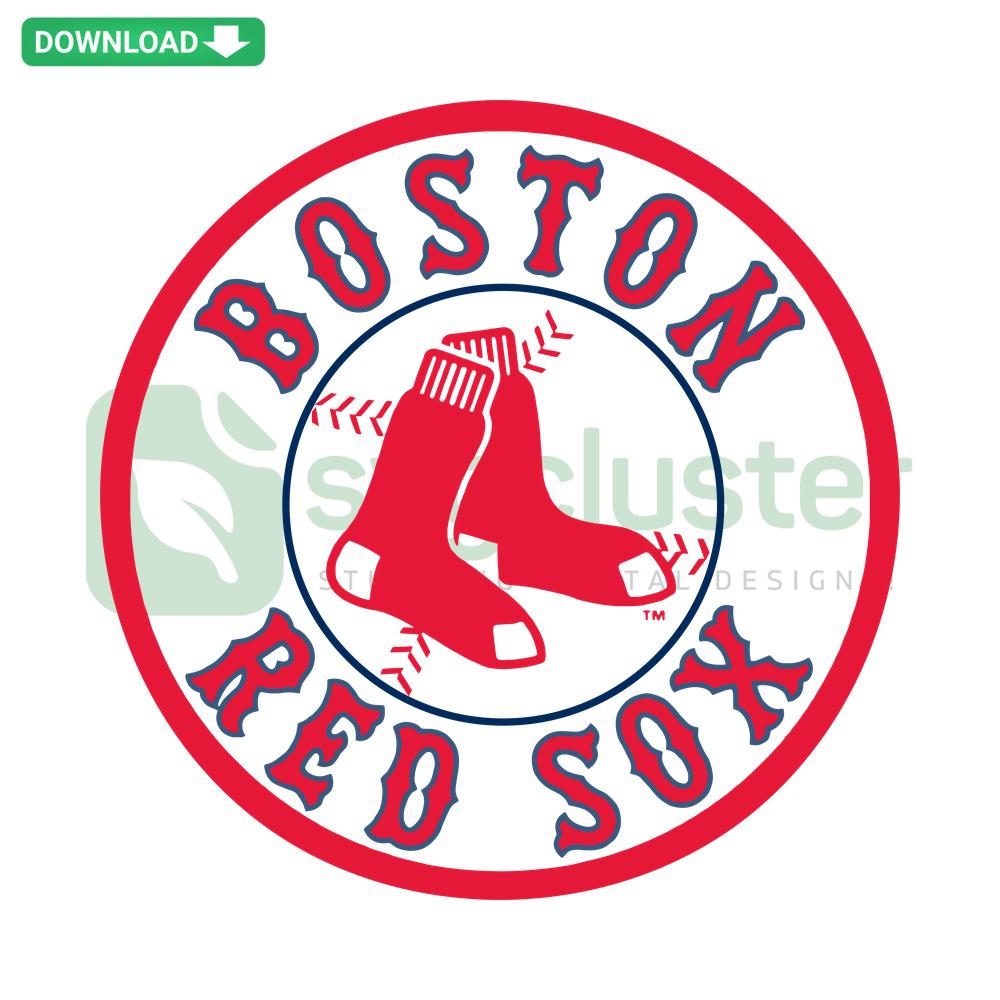 Boston Red Sox Logo SVG Digital Download, Custom SVG Files: Iconic red B on a blue circle background, perfect for fan projects.