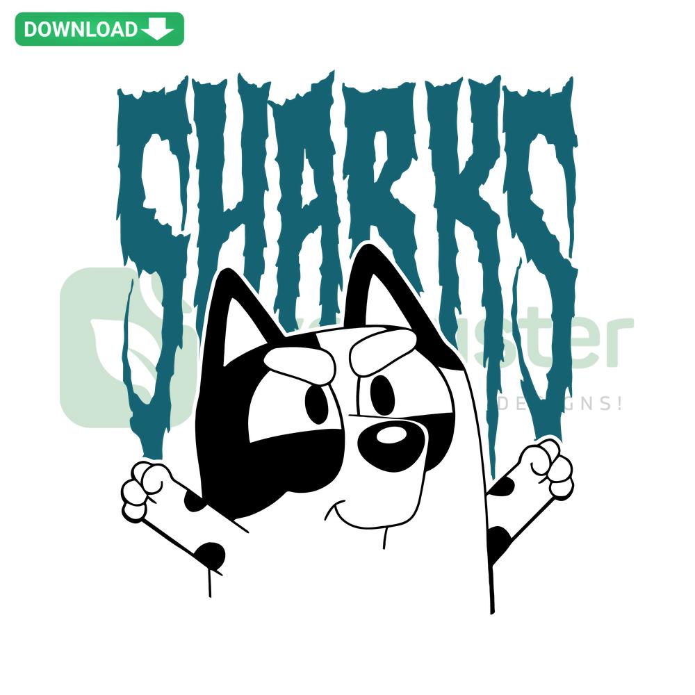 Bluey Muffin San Jose Sharks NHL SVG Design: Adorable cartoon character in Sharks jersey, ideal for digital crafting projects.