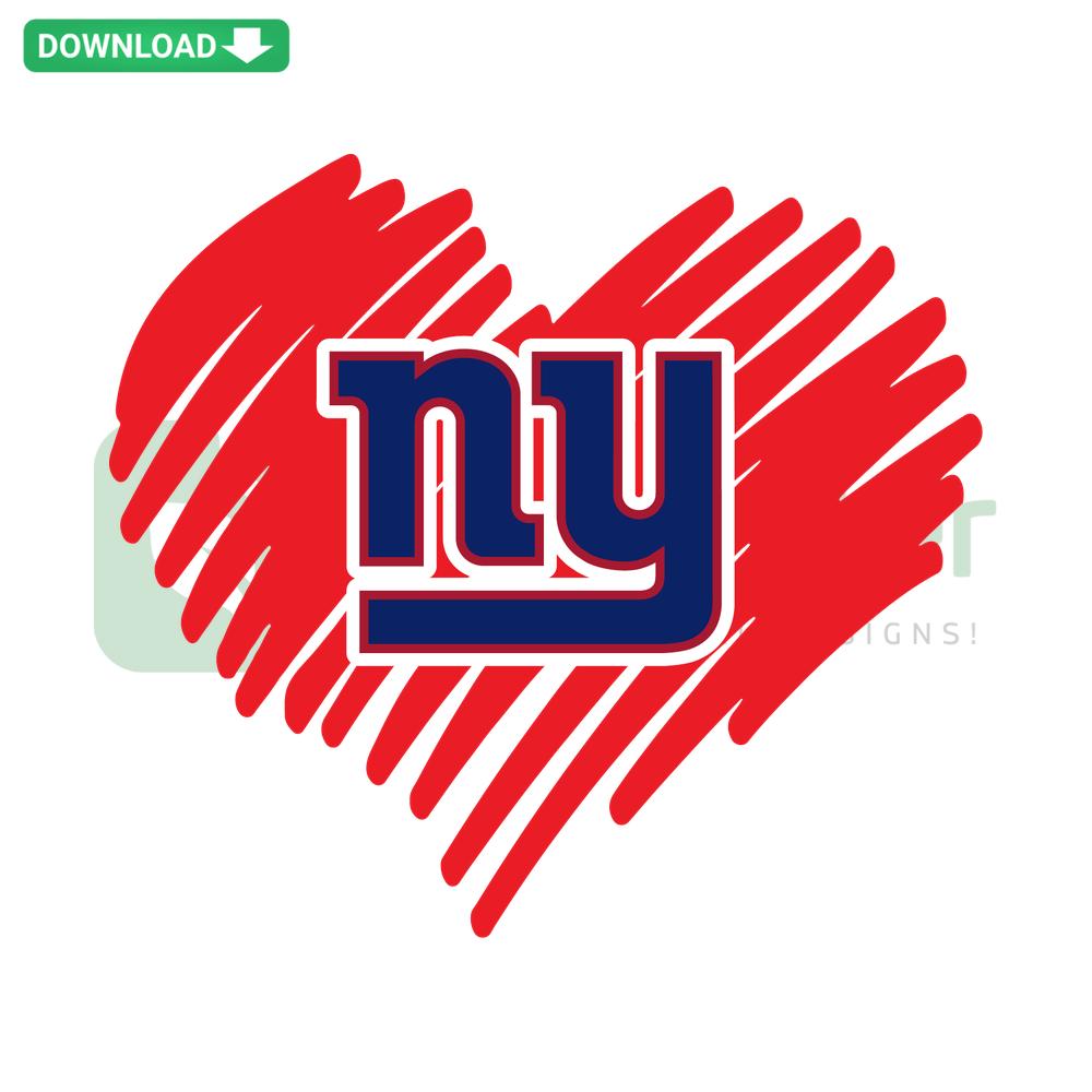 New York Giants Heart SVG, Unique Football Design, Digital Download, Stylish Giants Logo Integration, Perfect for Crafts and Gifts.