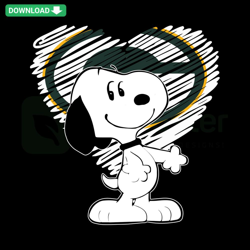 Snoopy Green Bay Packers SVG design for Cricut, featuring Snoopy in Packers gear, perfect for crafts and DIY projects.