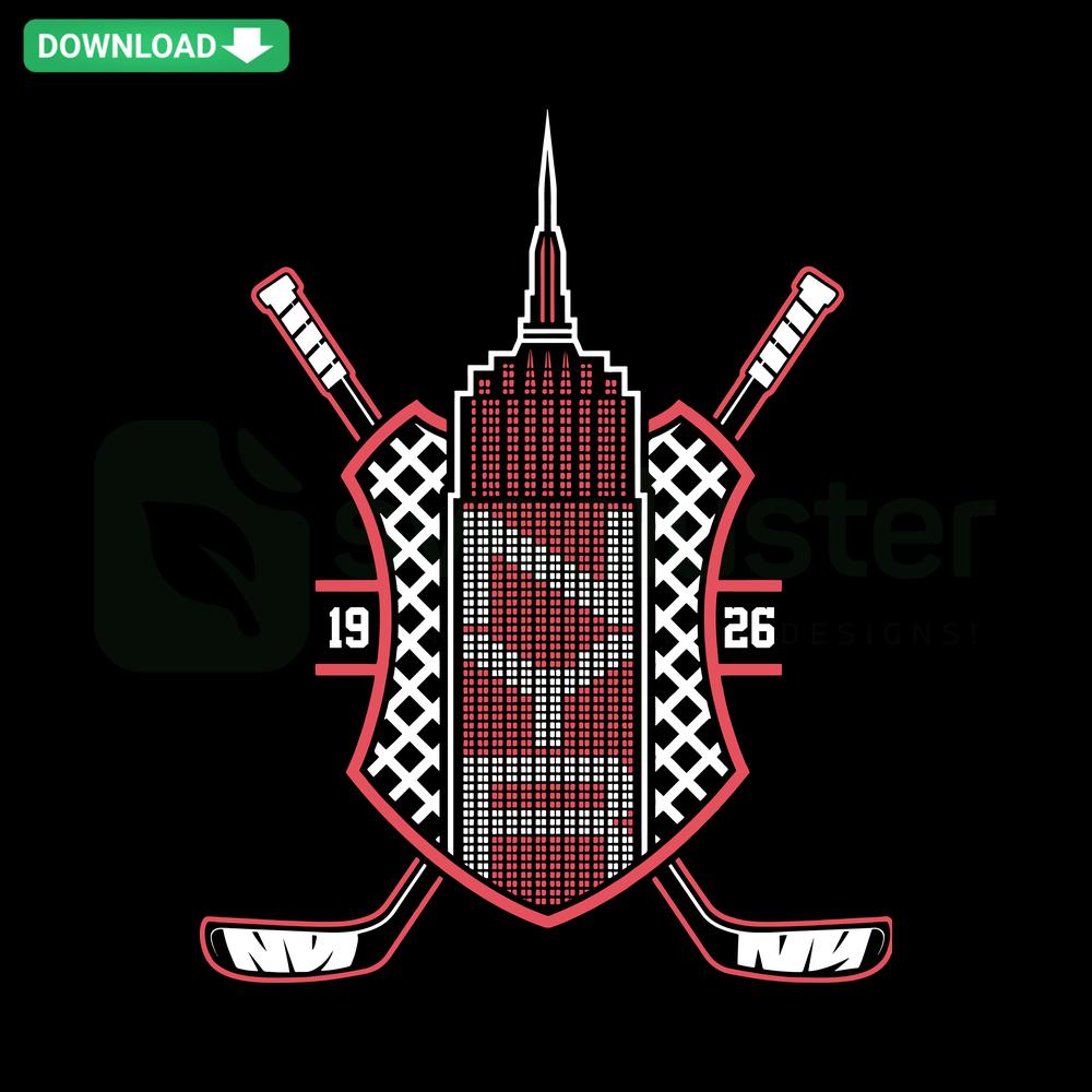 Empire State-themed New York Rangers SVG design featuring high-quality elements, ideal for hockey fans and crafting projects.