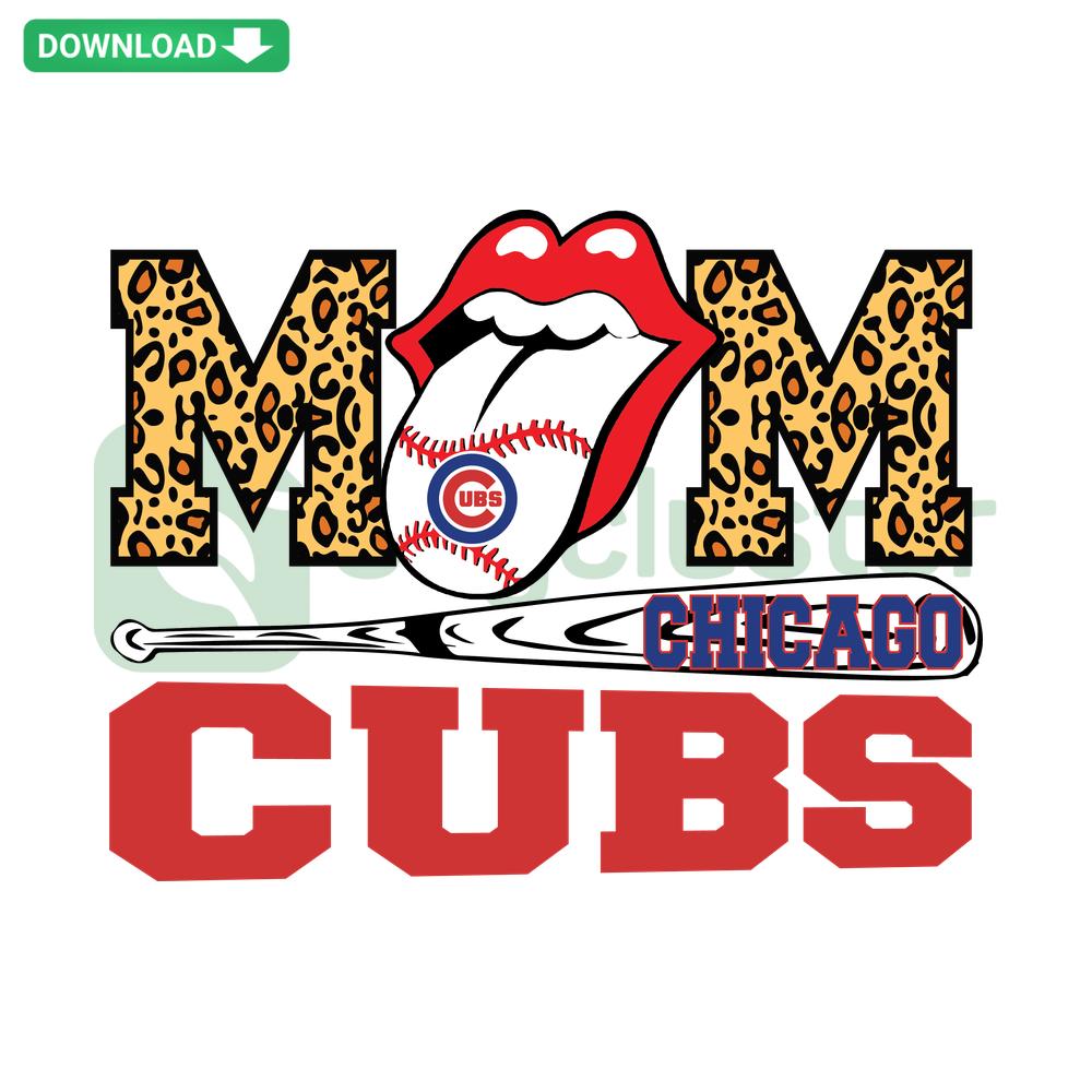 Chicago Cubs Mom Baseball SVG Cricut Design: Blue & Red Text with Baseball Stitch, DIY Digital Download, Craft Print Files