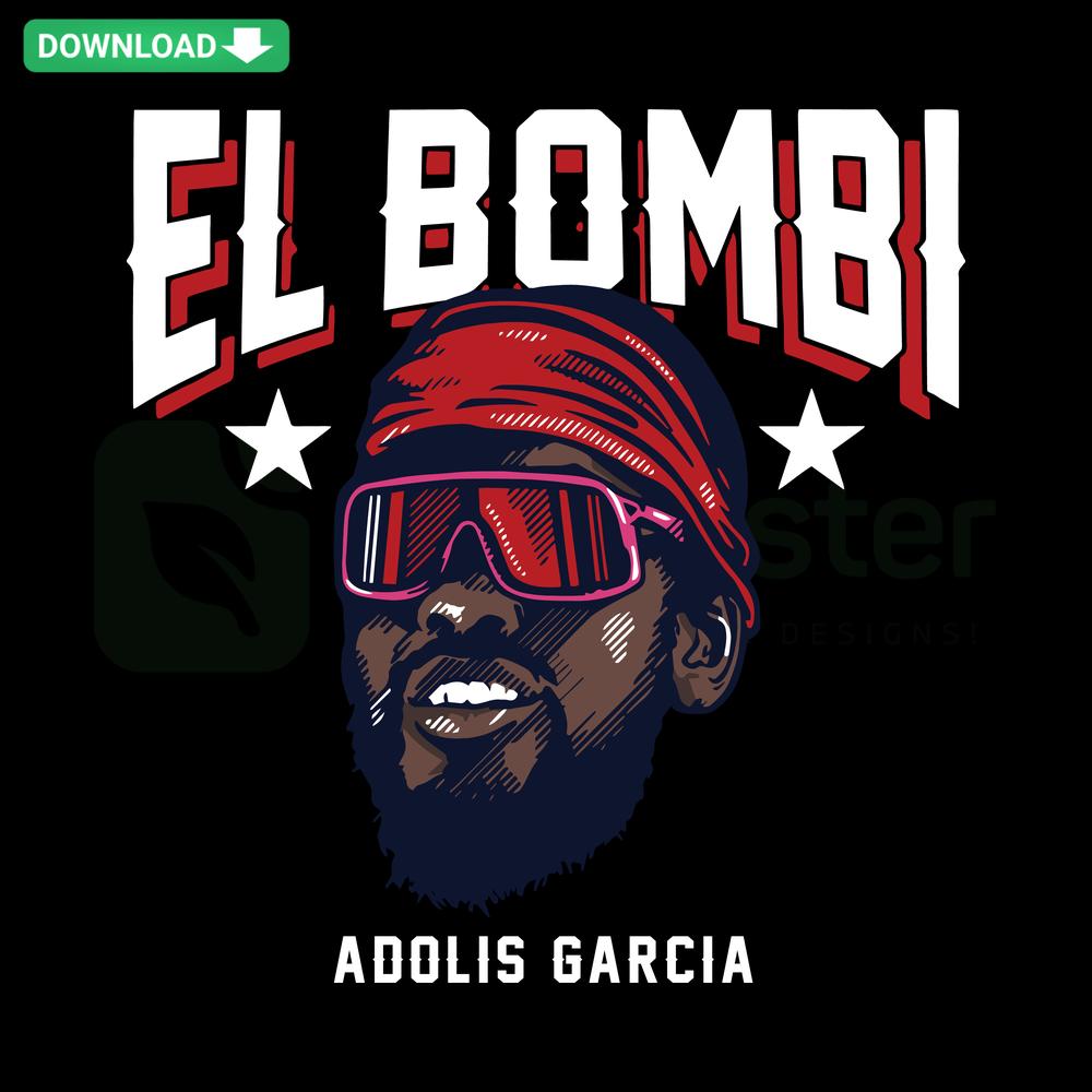 Adolis Garcia Rangers El Bombi SVG Digital Download, featuring bold baseball patterns, perfect for crafting projects and creative designs.