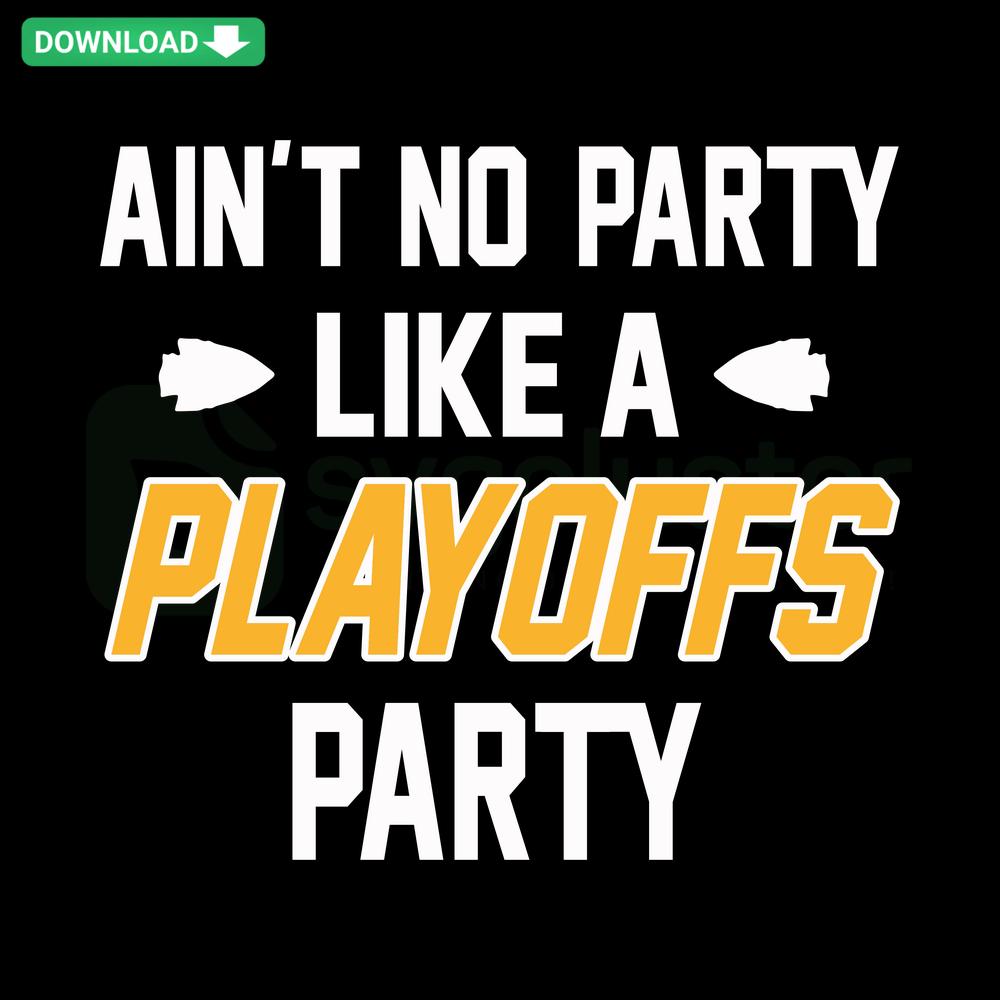 Kansas City Chiefs Playoffs Party SVG Design, Scrapbooking SVG, Bold Text, Football Theme, Red and Gold Colors, Creative Graphics