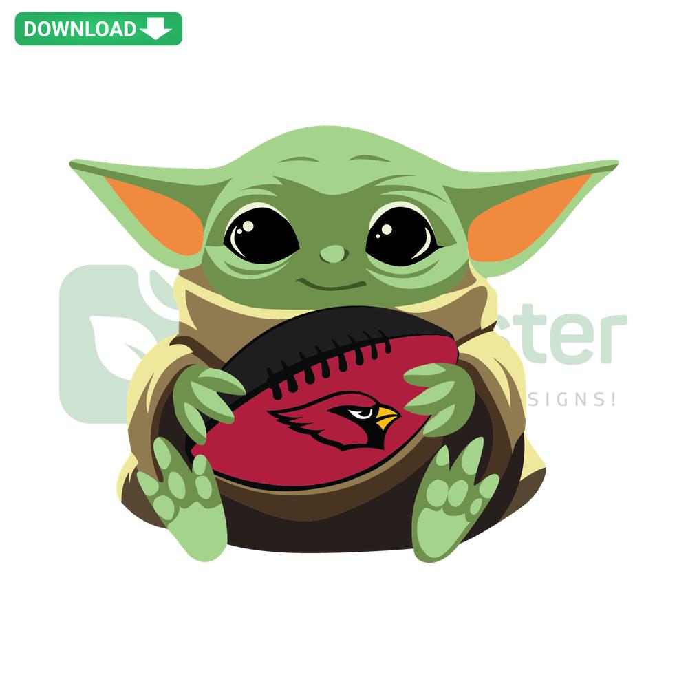 Arizona Cardinals Baby Yoda SVG design featuring Baby Yoda wearing a Cardinals hat, ideal for Cricut projects, instant download.